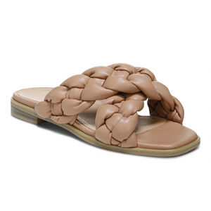 Vionic Kalina braided puffy strap slide sandals tan
